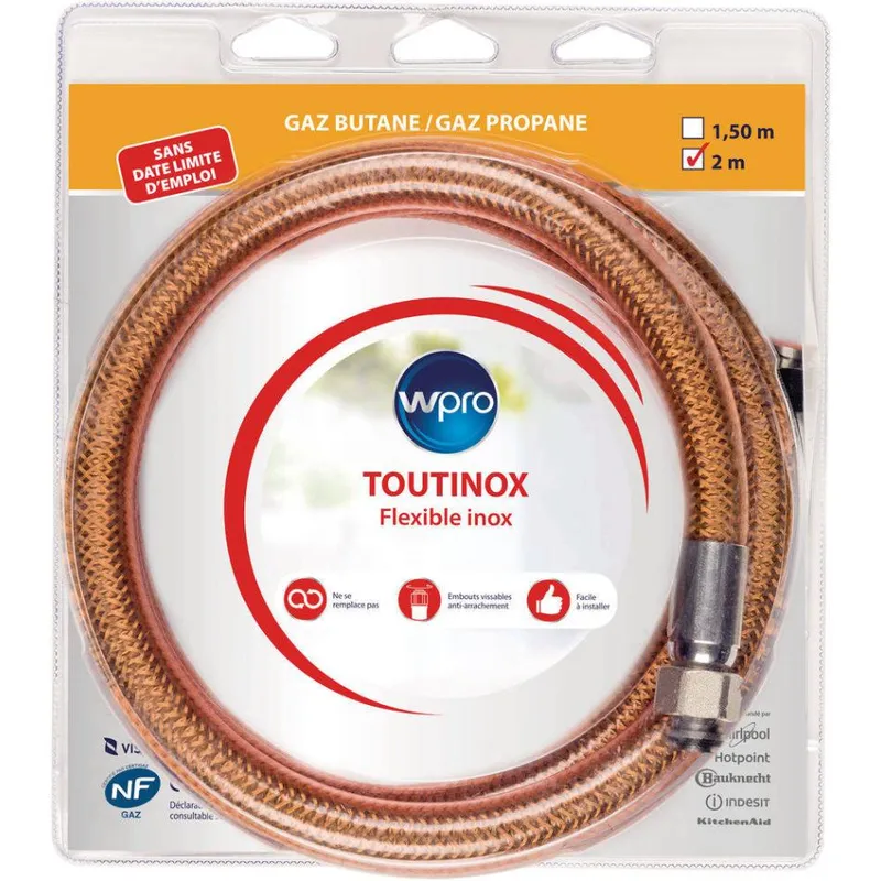 Wpro Tbe200 Flexible De Gaz Illimité Toutinox Gaz Butane Propane Gaine Opaque