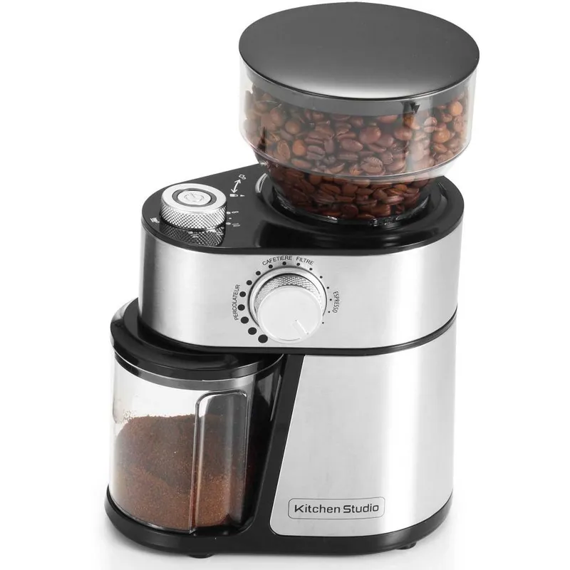 Kitchen Studio KSMC265230-B - Moulin à café - 400 ml - 200 Watt - inox brossé