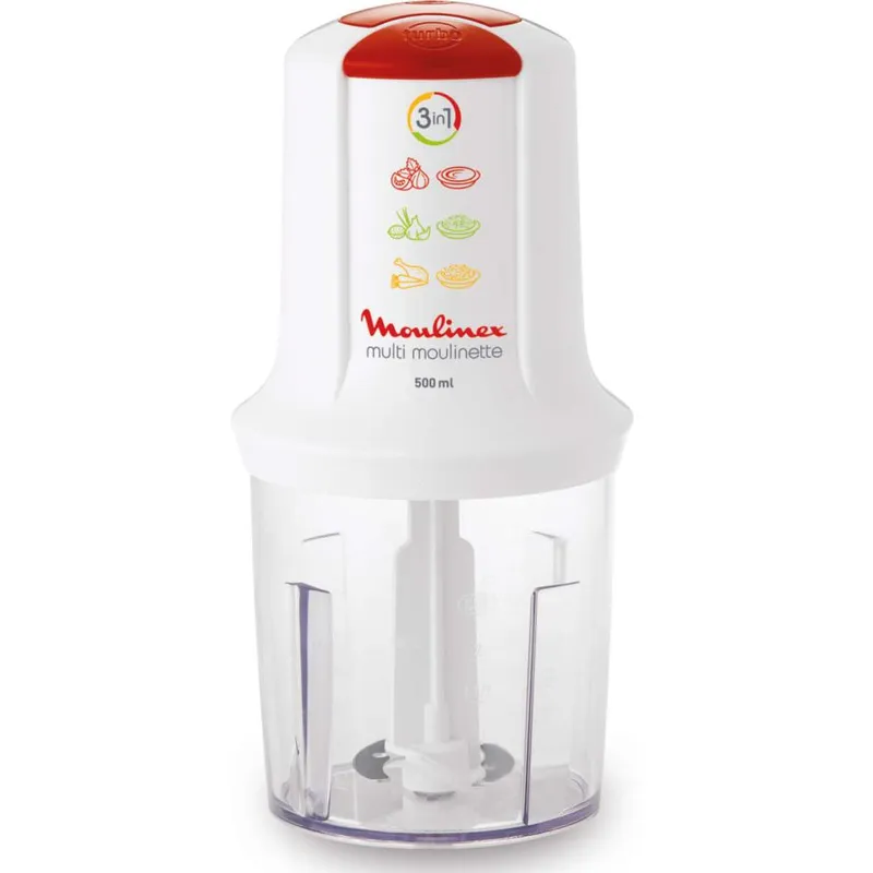 Moulinex ClickChef AT710110 hachoir électrique 0,5 L 500 W Rouge, Transparent et Blanc